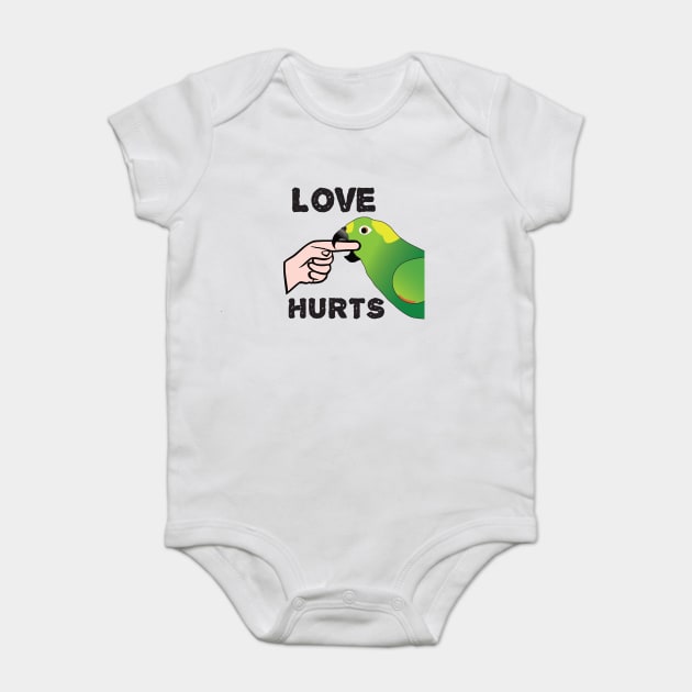 Love Hurts - Yellow Napped Amazon Parrot Baby Bodysuit by Einstein Parrot